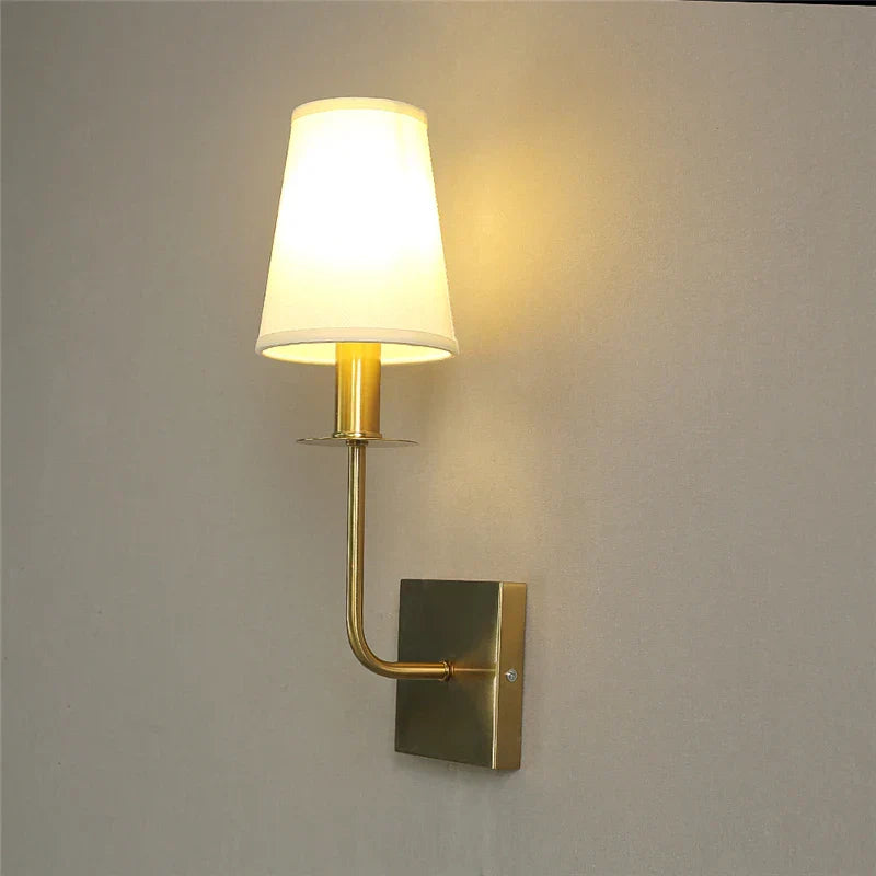 Classic Wall Light Made of Metal with Fabric Shade – Elegant LED Lamp for Bedroom & Living Room