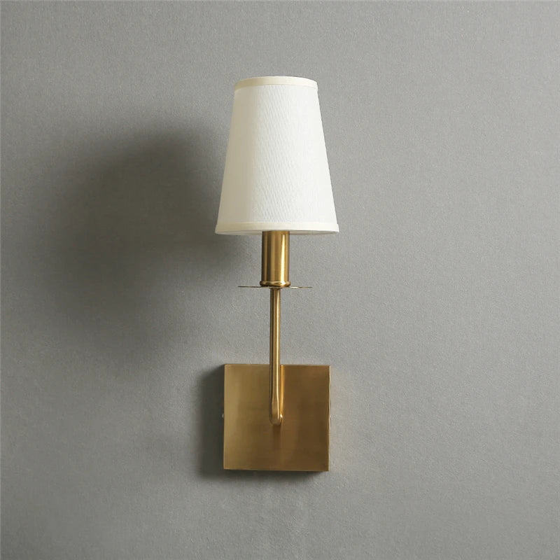 Classic Wall Light Made of Metal with Fabric Shade – Elegant LED Lamp for Bedroom & Living Room