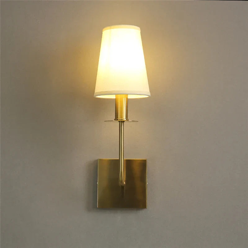 Classic Wall Light Made of Metal with Fabric Shade – Elegant LED Lamp for Bedroom & Living Room