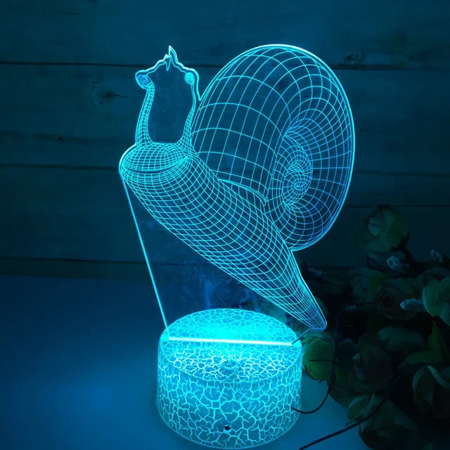 3D LED Snail Night Light – Dimmable Illusion Lamp with Colour Change for Children's Room and Decoration