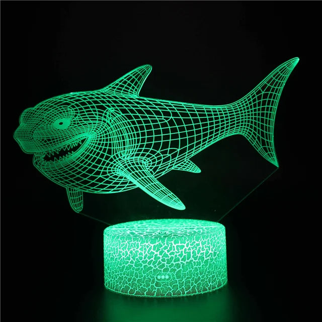 3D LED Sea Creature Night Light – Optical Whale Illusion for Children's Room & Decoration