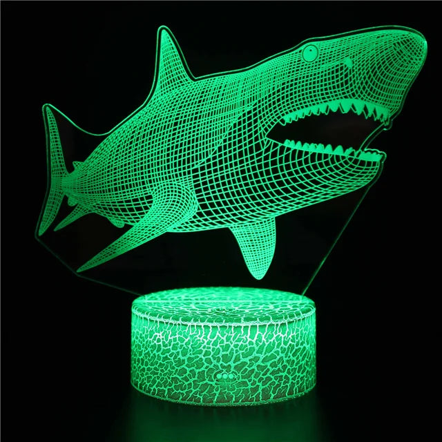 3D LED Sea Creature Night Light – Optical Whale Illusion for Children's Room & Decoration