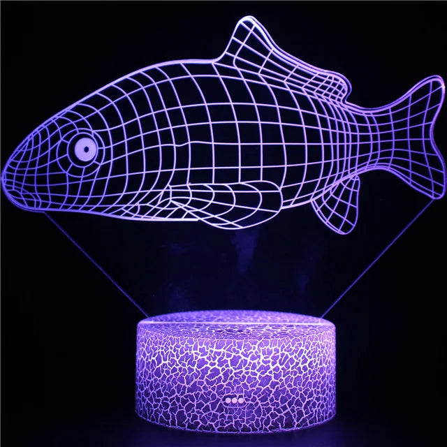 3D LED Sea Creature Night Light – Optical Whale Illusion for Children's Room & Decoration