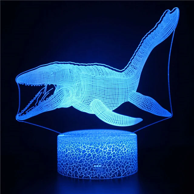 3D LED Sea Creature Night Light – Optical Whale Illusion for Children's Room & Decoration