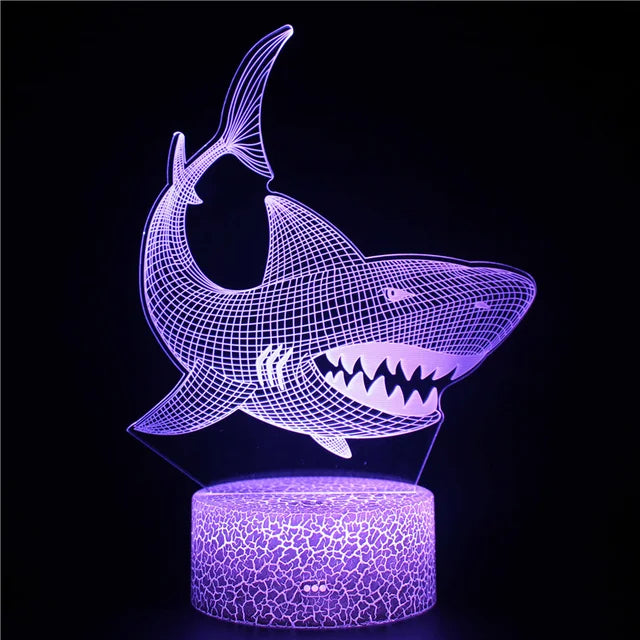 3D LED Sea Creature Night Light – Optical Whale Illusion for Children's Room & Decoration