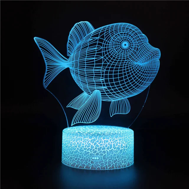 3D LED Sea Creature Night Light – Optical Whale Illusion for Children's Room & Decoration