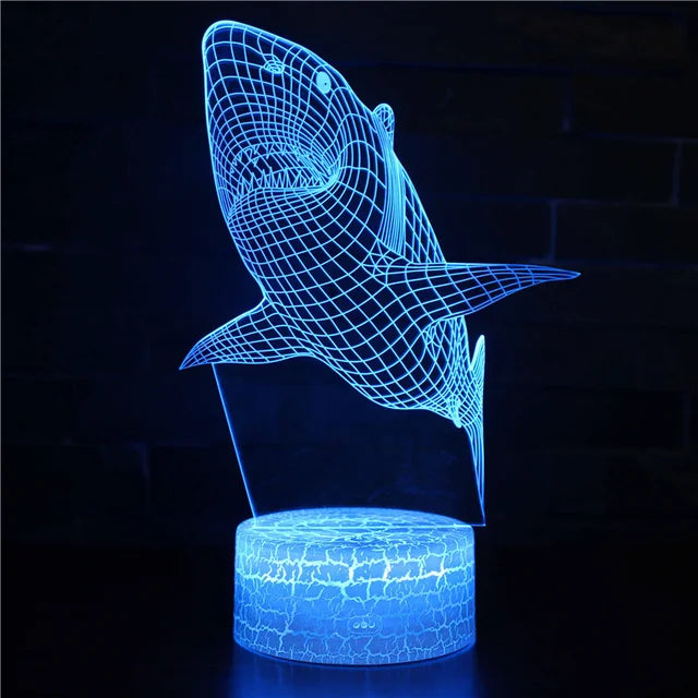 3D LED Sea Creature Night Light – Optical Whale Illusion for Children's Room & Decoration