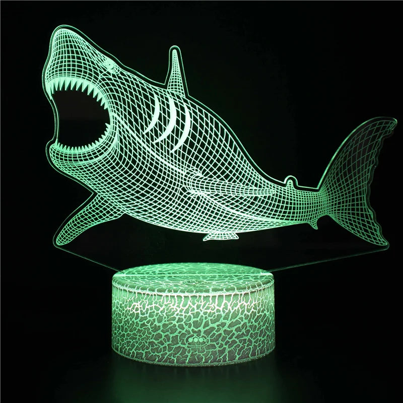 3D LED Sea Creature Night Light – Optical Whale Illusion for Children's Room & Decoration