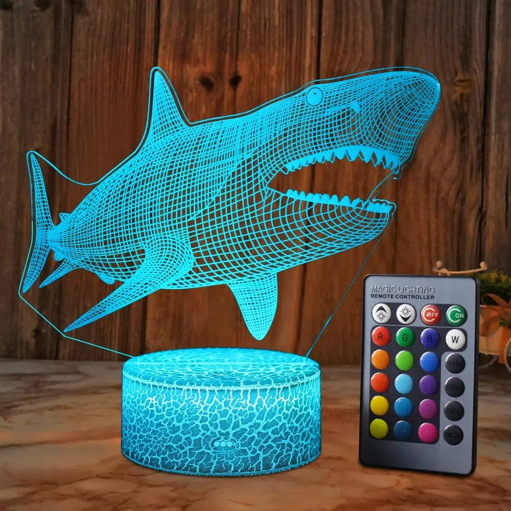 3D LED Sea Creature Night Light – Optical Whale Illusion for Children's Room & Decoration