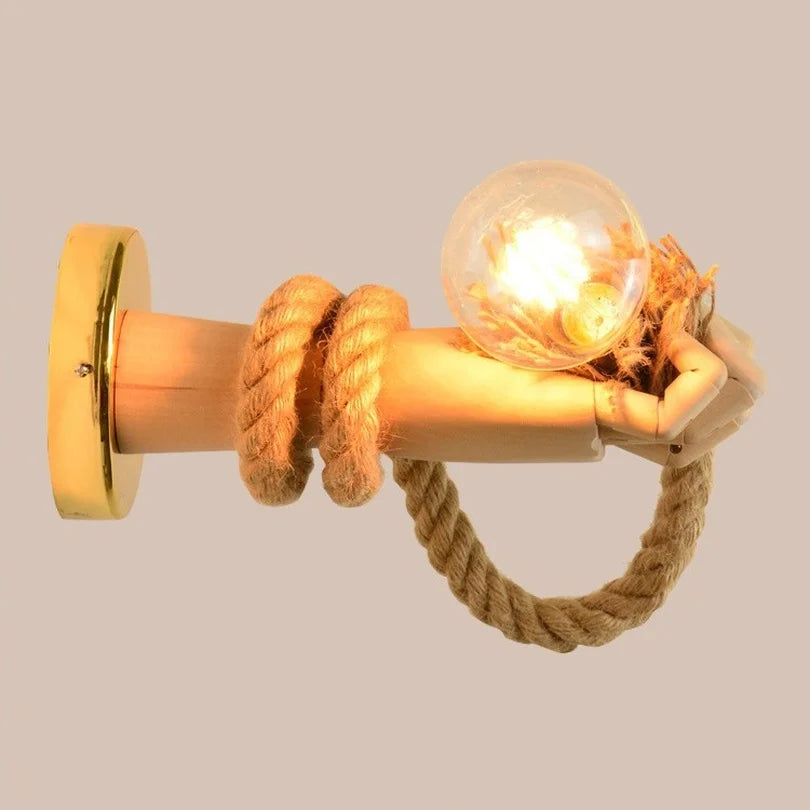 Creative Wall Light in Rope Design with Handle – Rustic LED Lamp for Living Room & Hallway