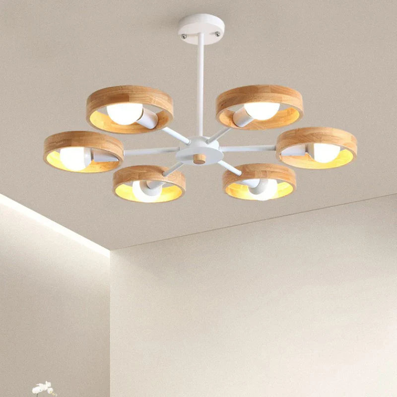 Nordic Wooden Chandelier – Modern Ceiling Light Made of Wood for Living Room and Dining Room