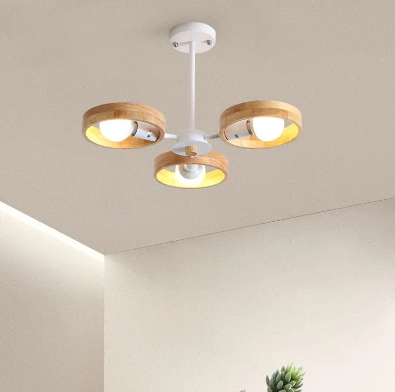 Nordic Wooden Chandelier – Modern Ceiling Light Made of Wood for Living Room and Dining Room