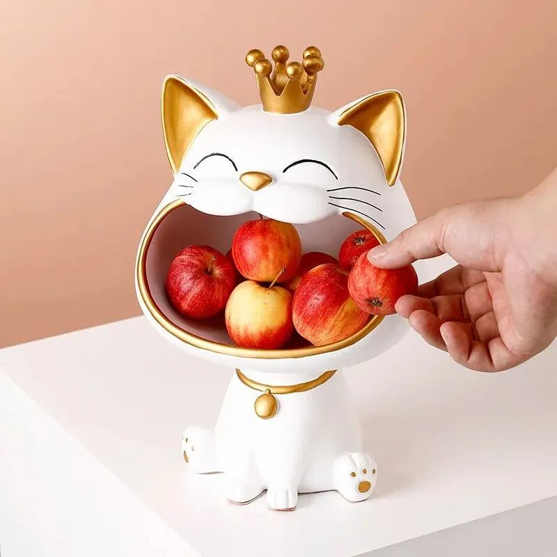 Laughing Lucky Cat Decoration, Bowl for Candy and Jewelry, Modern Design