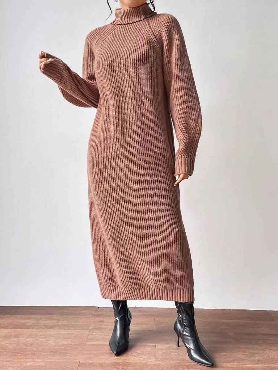 Women's Classic Turtleneck Knitted Dress | Midi
