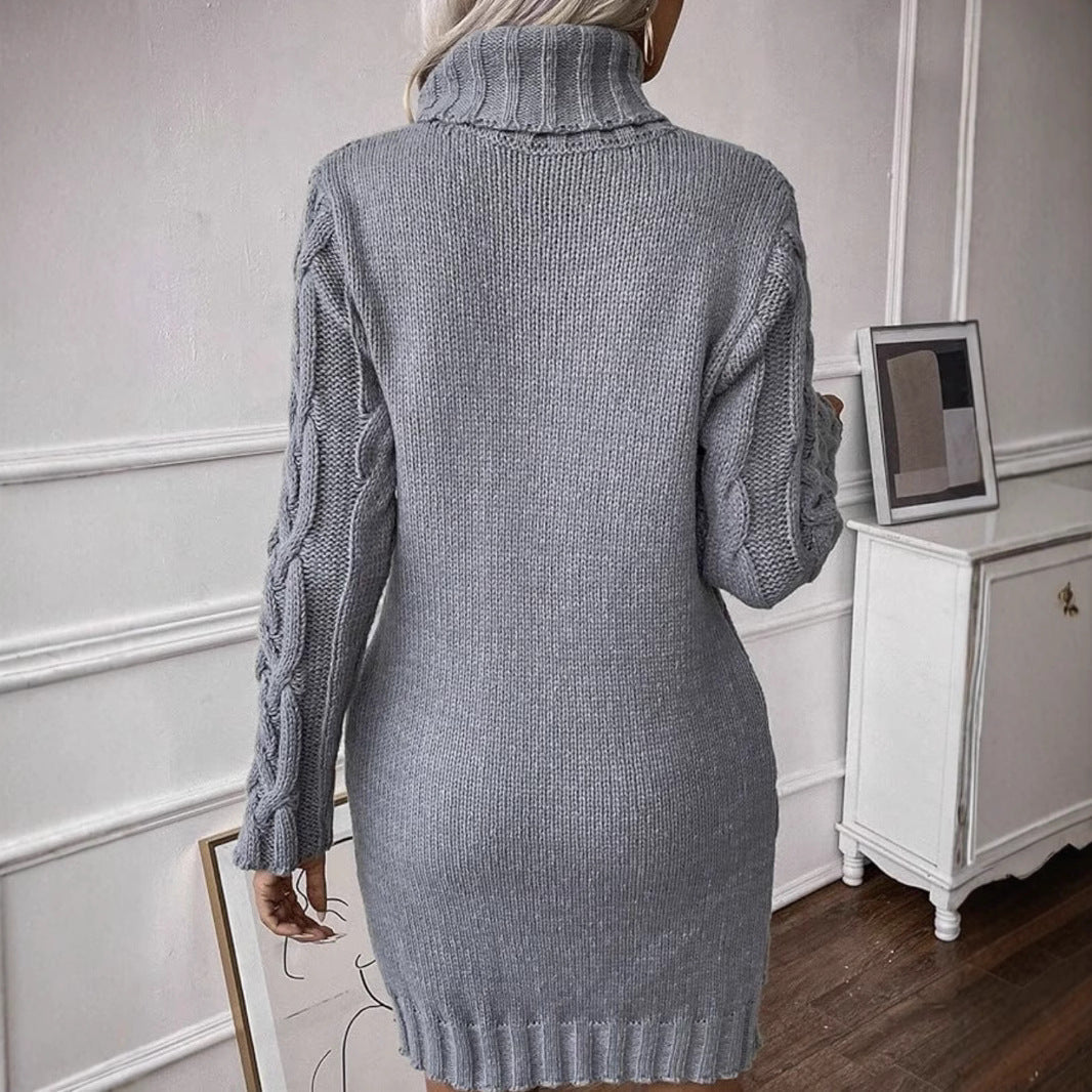 Women's Warm Long Sleeve Knitted Dress | Mini