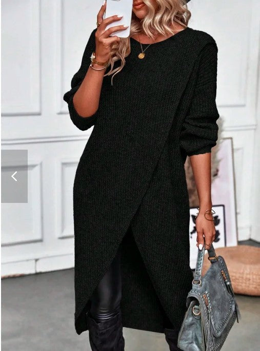 Women's Overlapping Knitted Dress | Midi