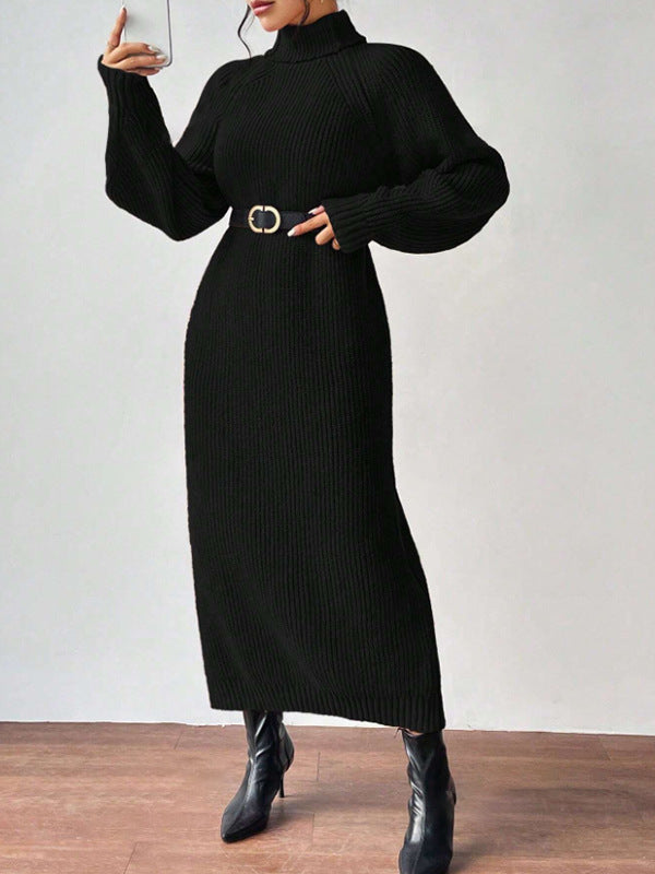 Women's Classic Turtleneck Knitted Dress | Midi