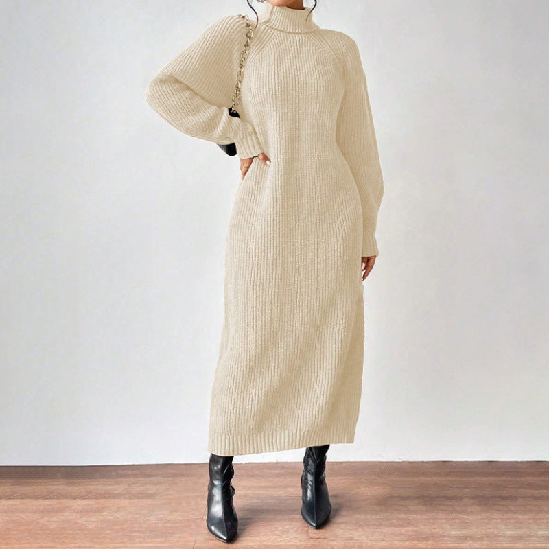 Women's Classic Turtleneck Knitted Dress | Midi