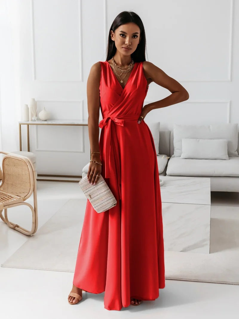 Women's Wrap V Neck Wedding Guest Dress | Maxi