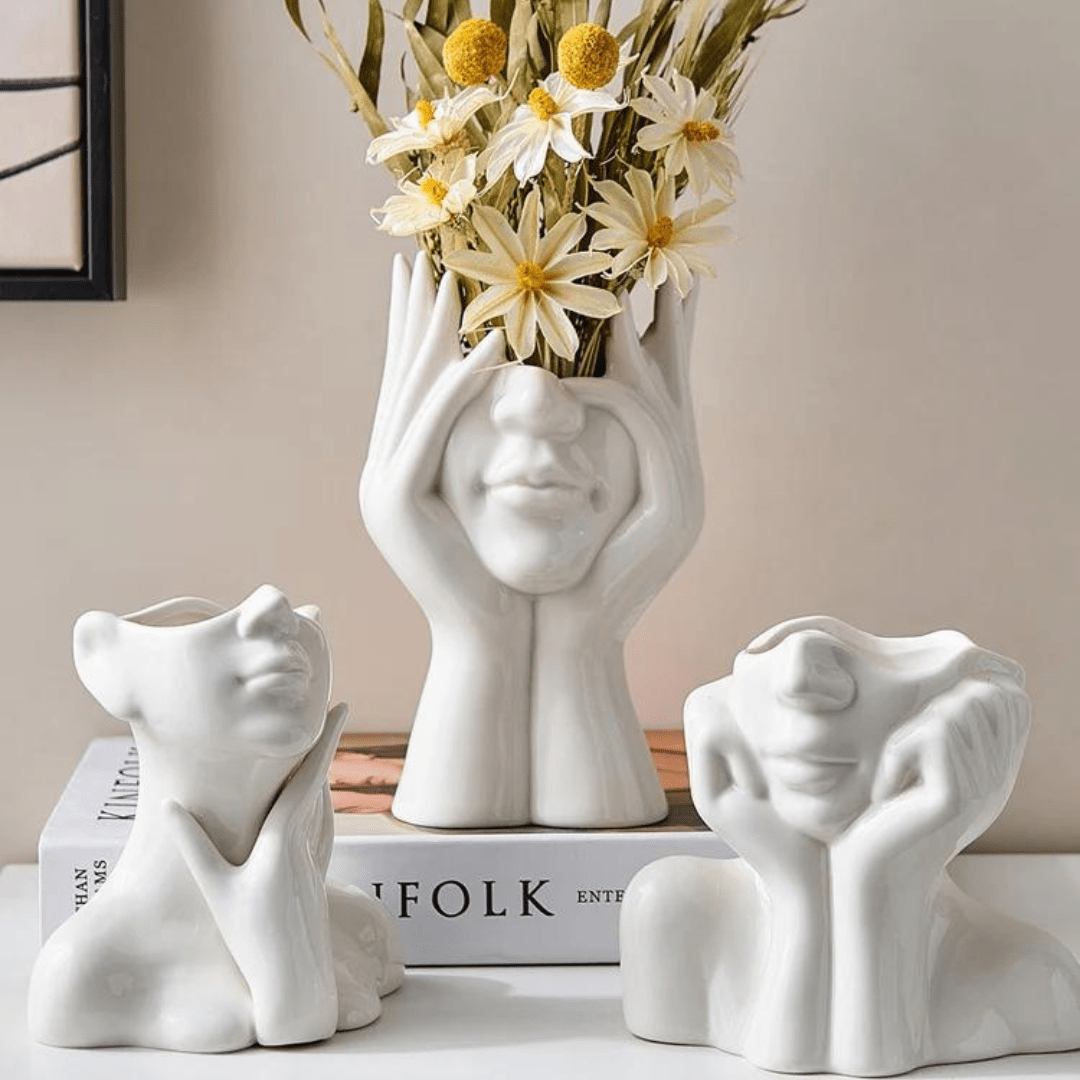 Unique and Modern Ceramic Vase, Decorative Flower Vase for Living Room and Office