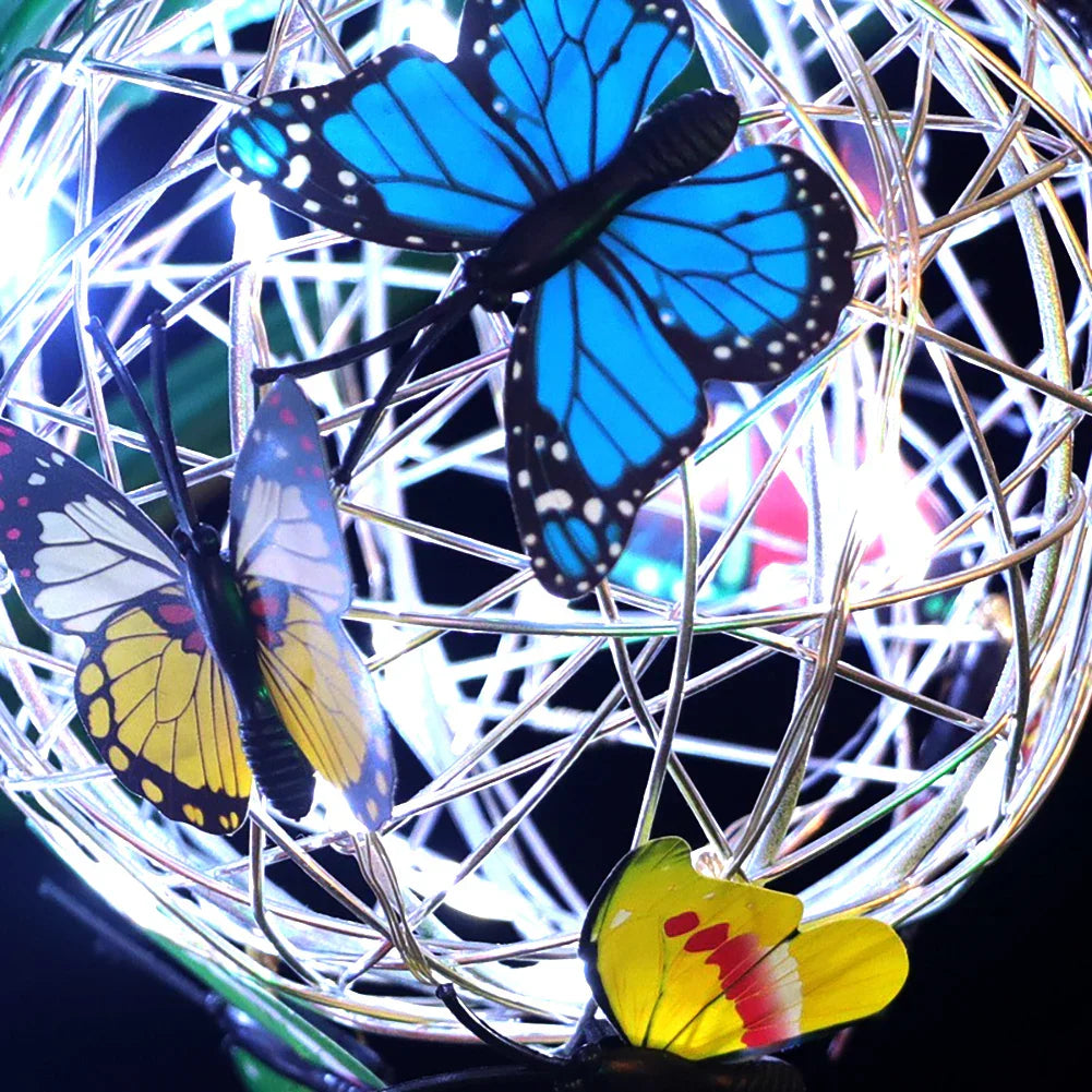 Hanging Solar Lamp with Butterfly Decoration – LED Garden Lighting for Outdoors