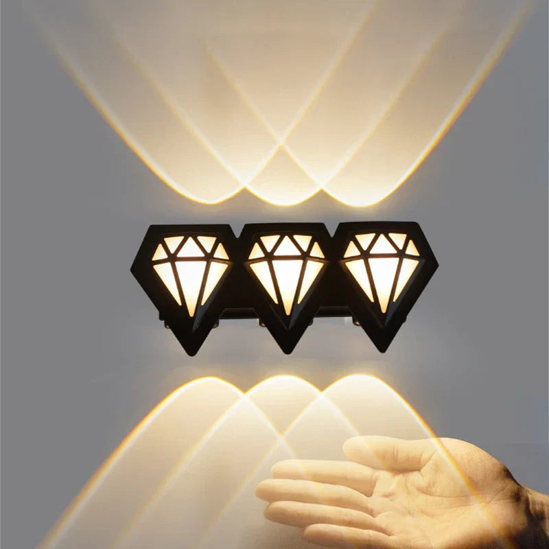 LED Wall Light in Diamond Design for Outdoor Use - Decorative, Weatherproof Lighting