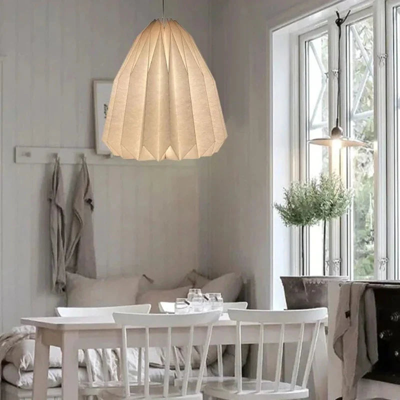 Nordic Modern Paper Lantern – Foldable Hanging Lamp in Origami Style for Living Room and Bedroom