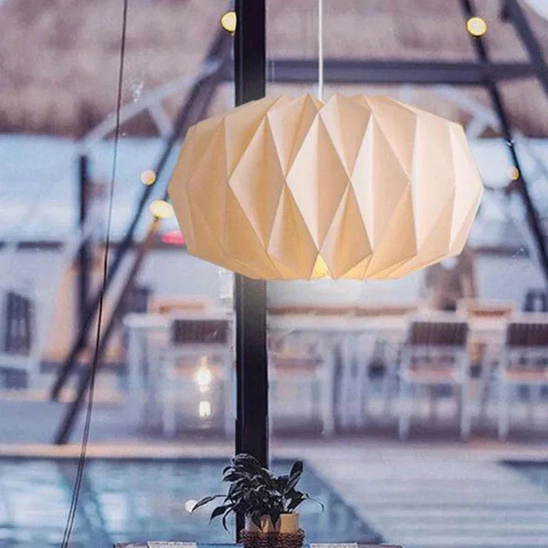 Nordic Modern Paper Lantern – Foldable Hanging Lamp in Origami Style for Living Room and Bedroom