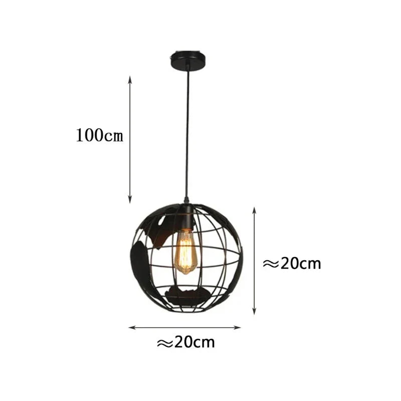 Creative Earth Chandelier Pendant Light – Industrial Retro Design in Metal