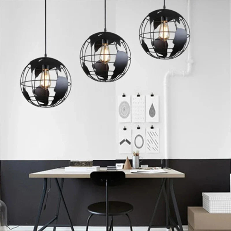 Creative Earth Chandelier Pendant Light – Industrial Retro Design in Metal