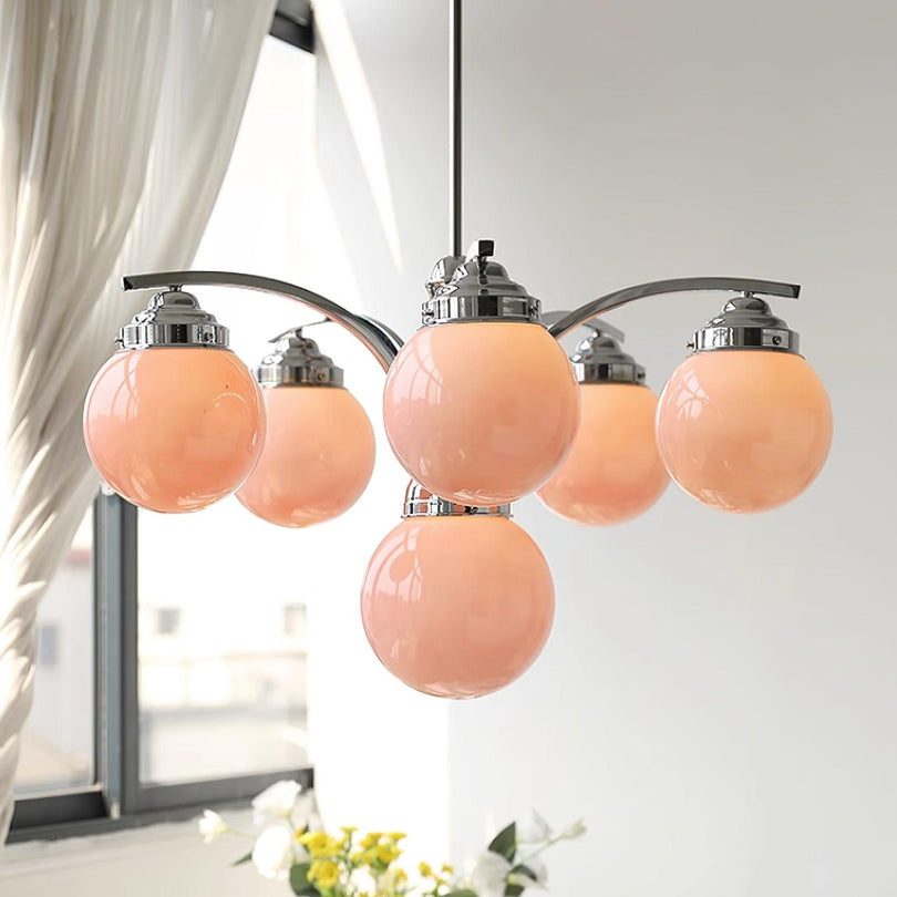 Classic Round Chandelier – Elegant Pendant Light with Globe Shades for Living Room