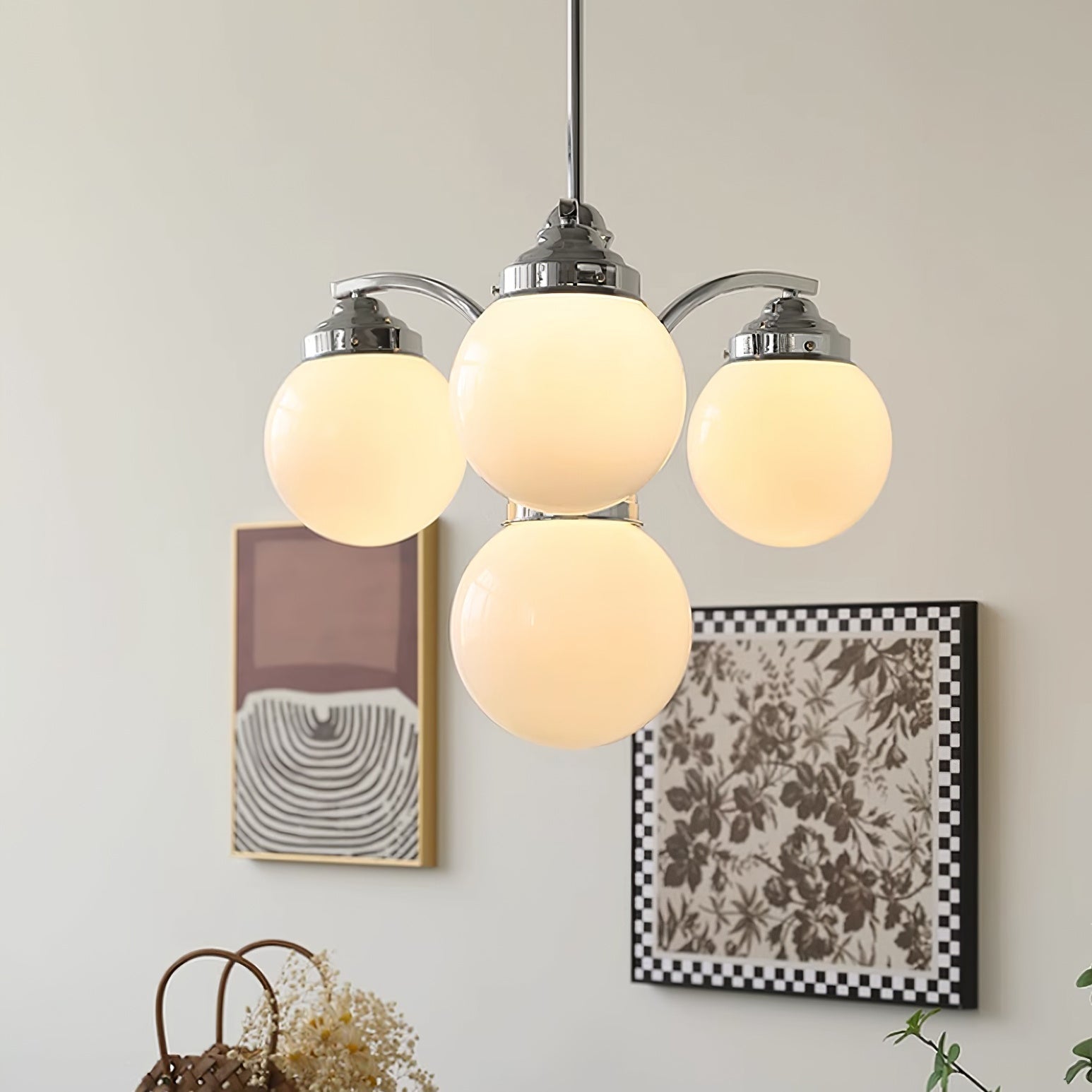 Classic Round Chandelier – Elegant Pendant Light with Globe Shades for Living Room