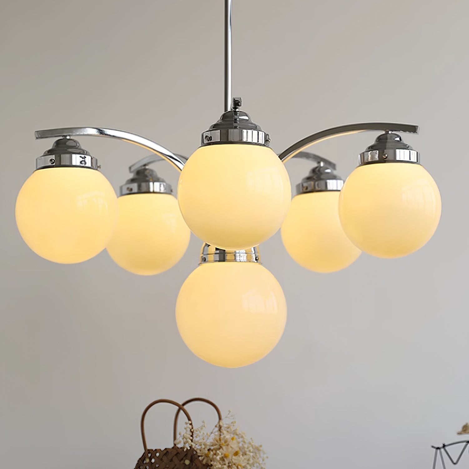 Classic Round Chandelier – Elegant Pendant Light with Globe Shades for Living Room