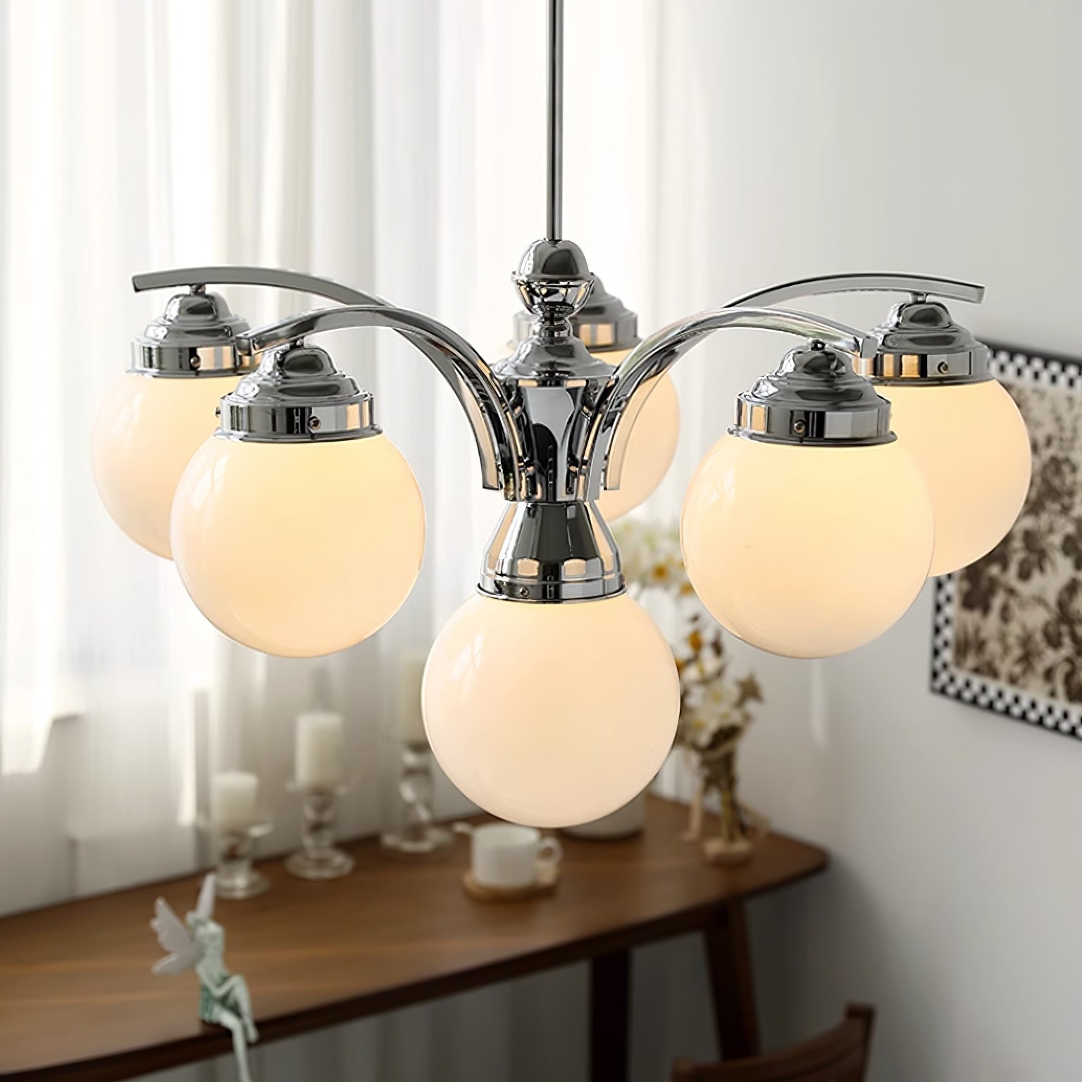 Classic Round Chandelier – Elegant Pendant Light with Globe Shades for Living Room