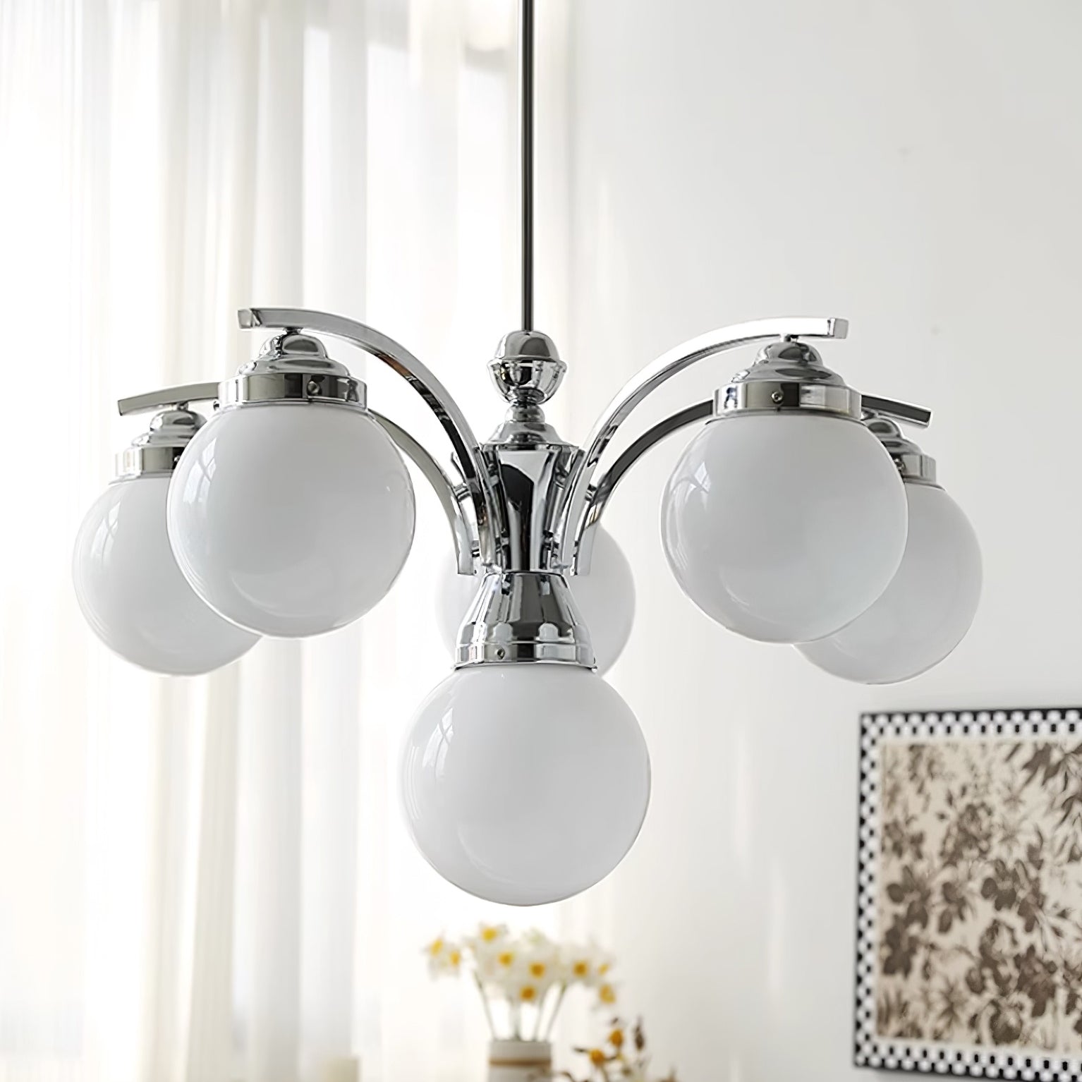 Classic Round Chandelier – Elegant Pendant Light with Globe Shades for Living Room