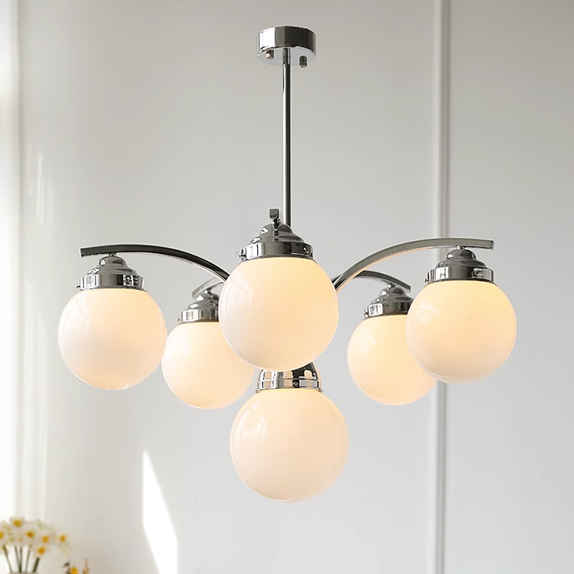 Classic Round Chandelier – Elegant Pendant Light with Globe Shades for Living Room