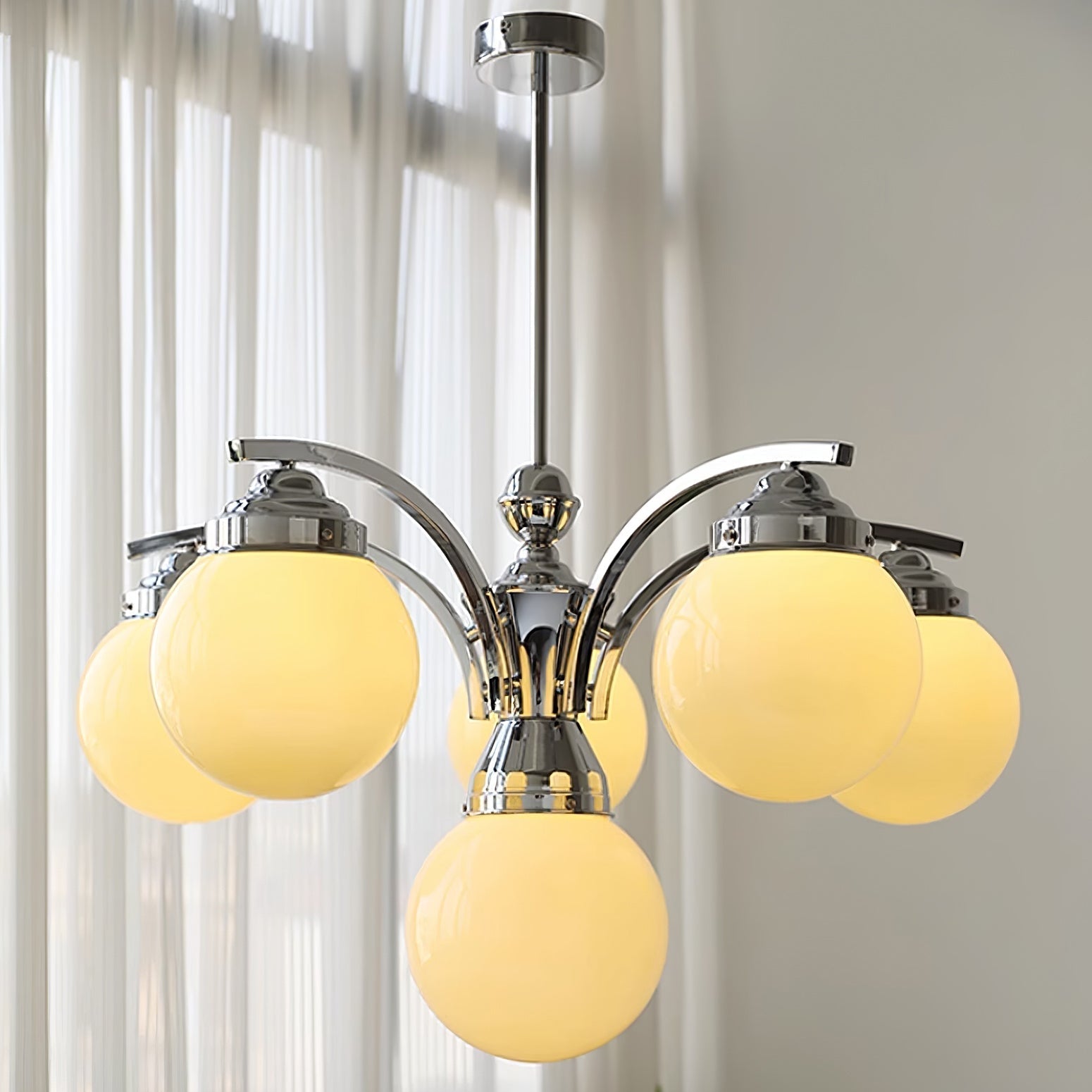 Classic Round Chandelier – Elegant Pendant Light with Globe Shades for Living Room