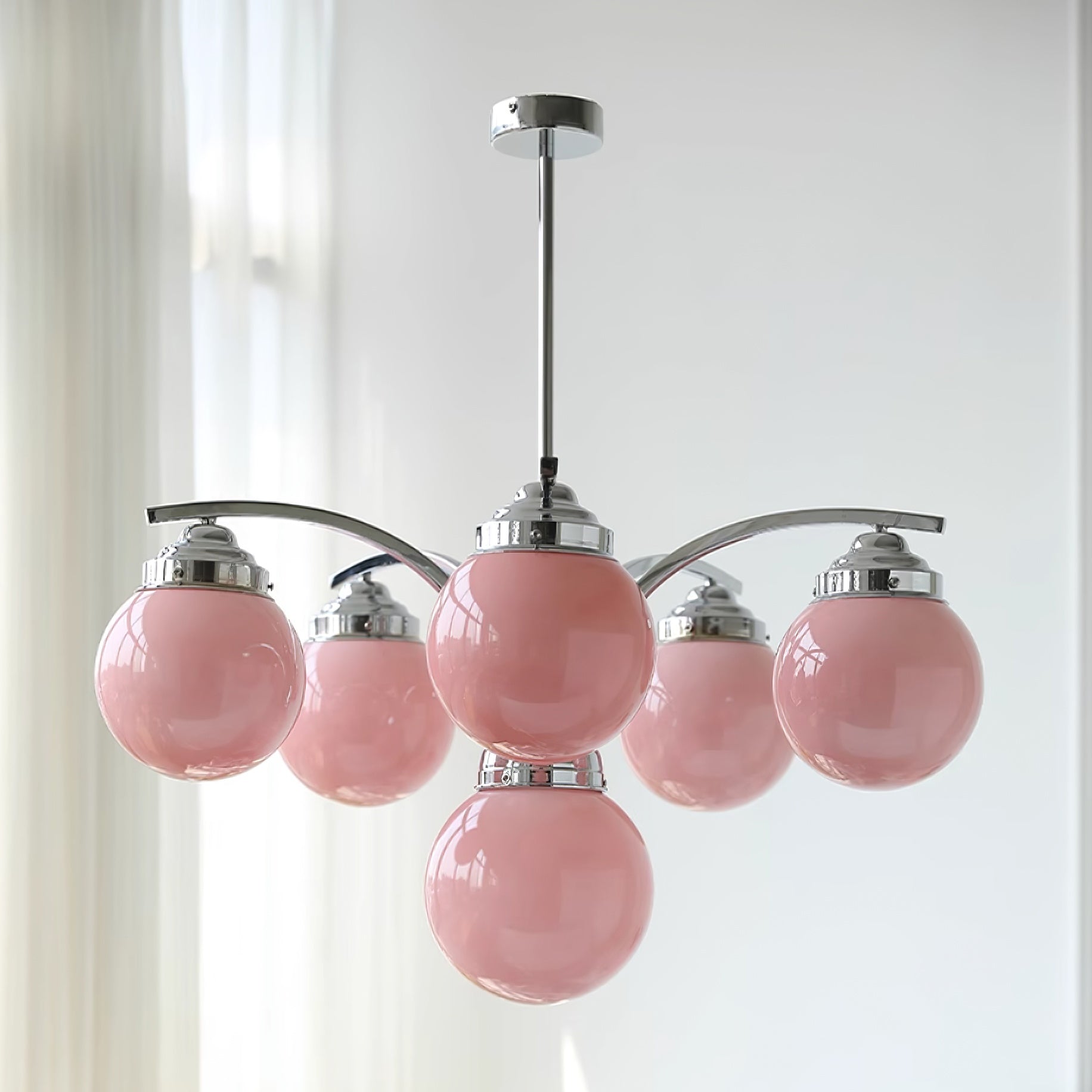 Classic Round Chandelier – Elegant Pendant Light with Globe Shades for Living Room