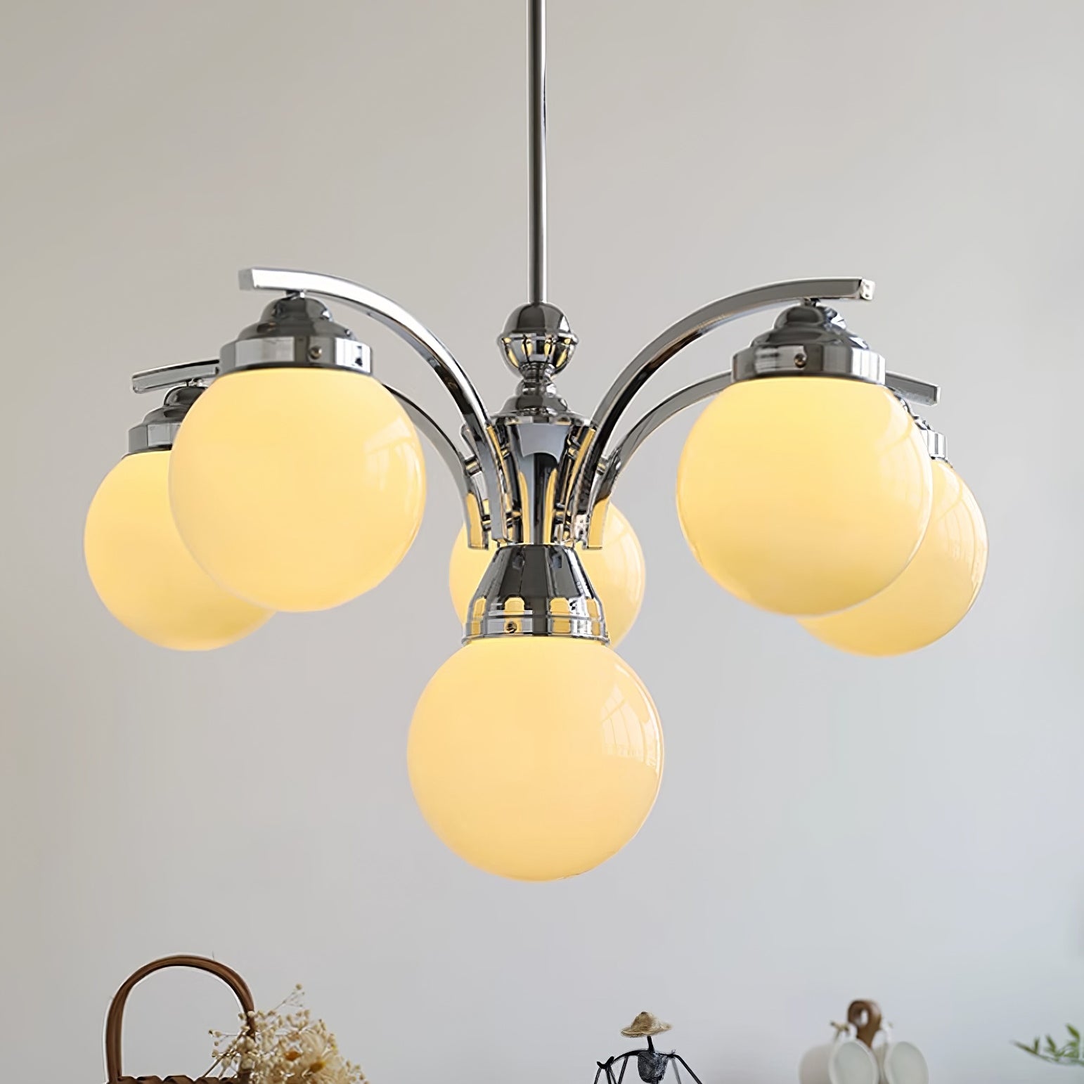 Classic Round Chandelier – Elegant Pendant Light with Globe Shades for Living Room