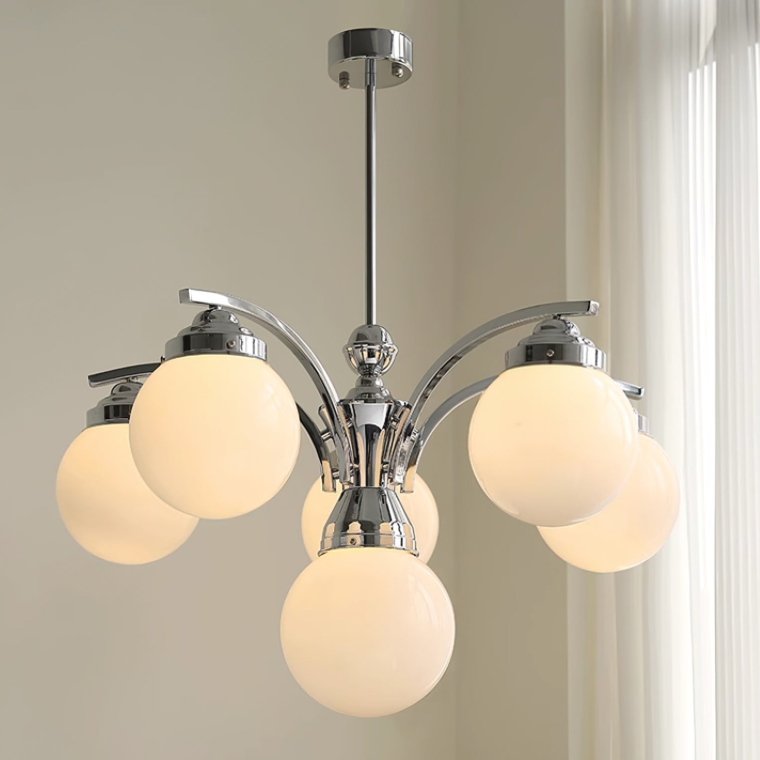 Classic Round Chandelier – Elegant Pendant Light with Globe Shades for Living Room