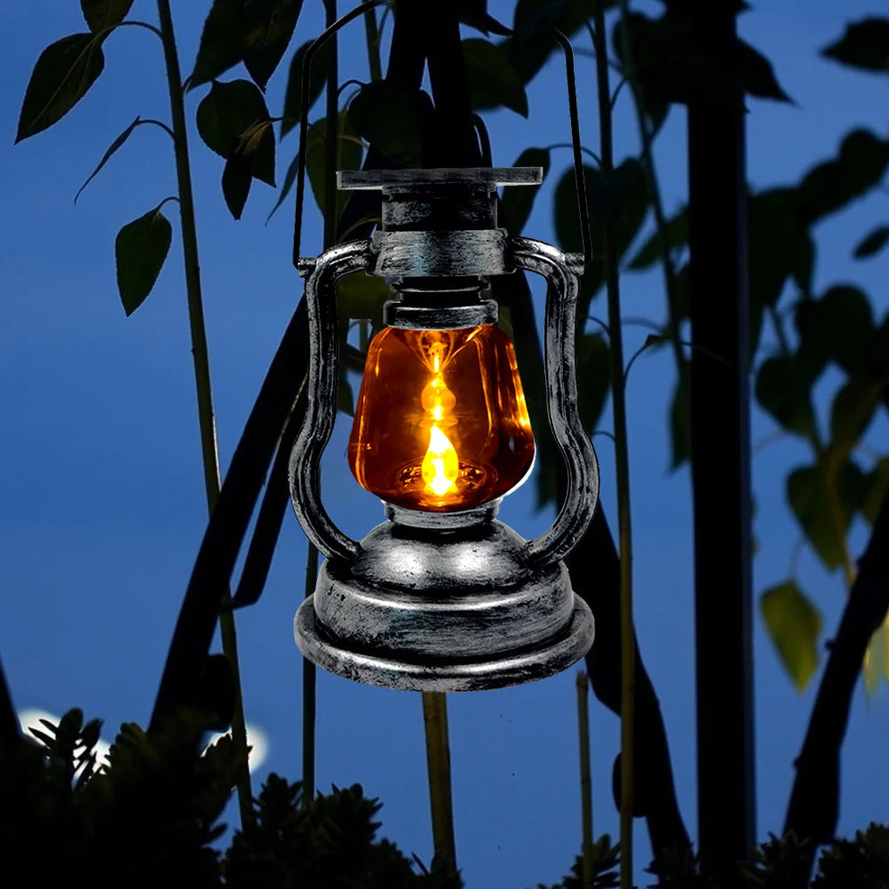 Retro Kerosene Lamp Decoration for Garden and Outdoor Area, Vintage Lantern with LED Light