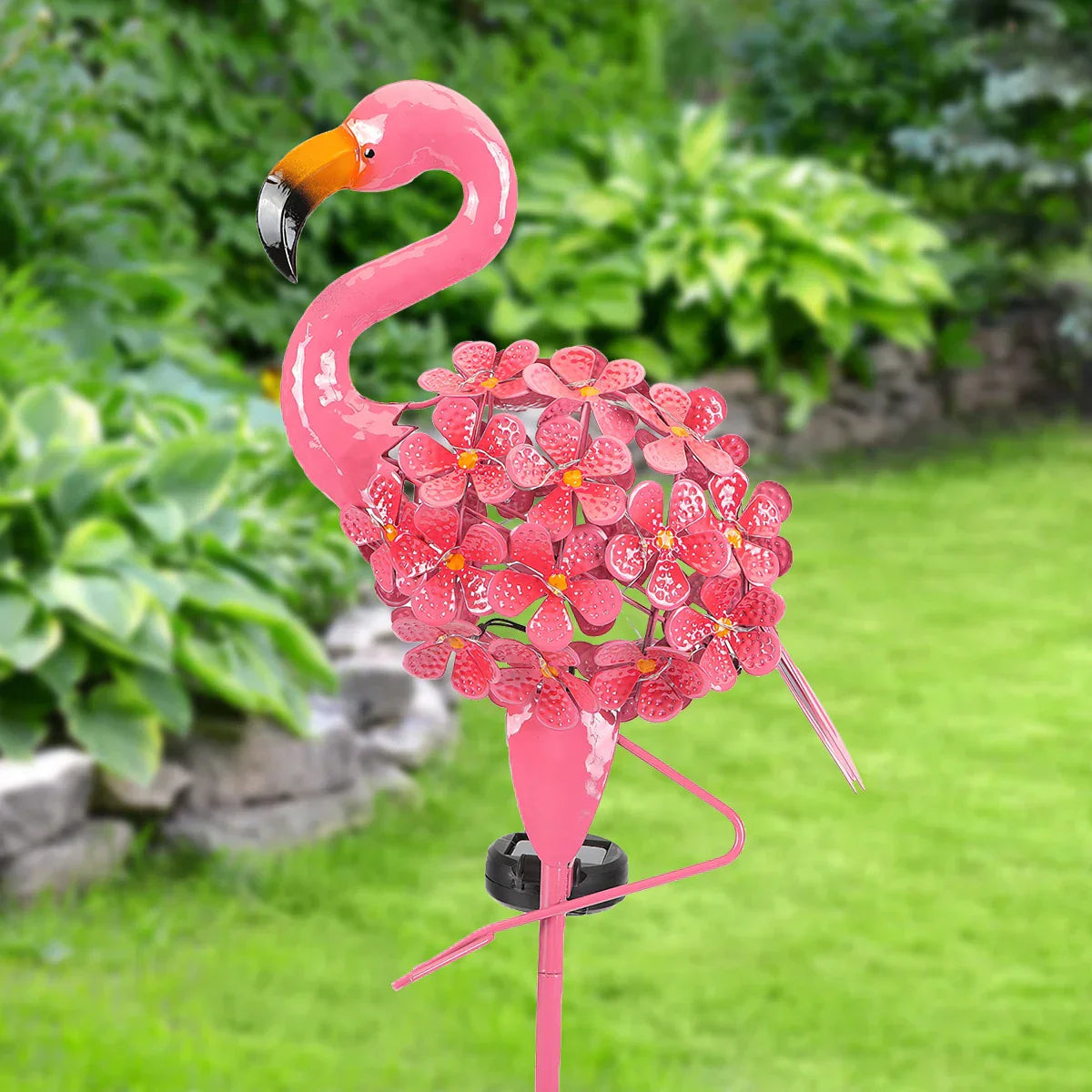 FlockingFiesta - Solar-Powered Flamingo Solar Flamingo Garden Figure – Solar-Powered LED Decorative Light for Outdoor Use