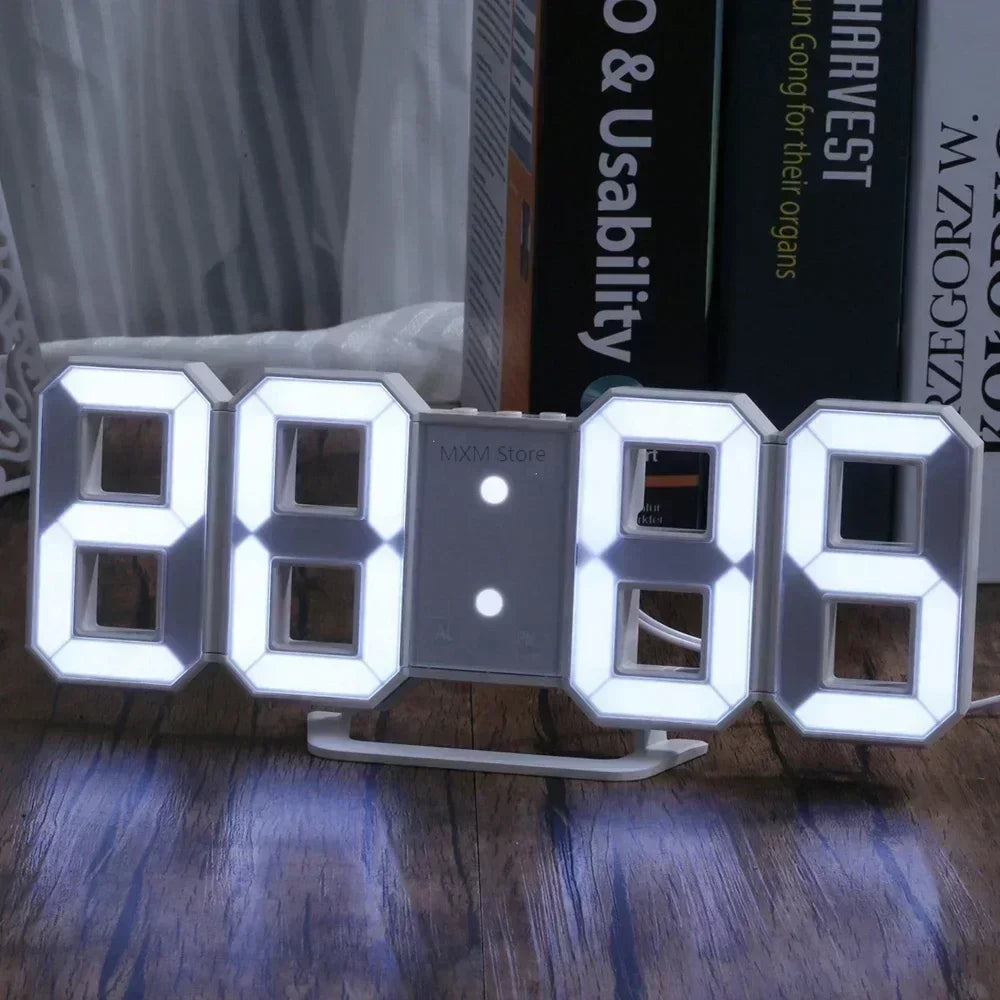 Modern 3D LED Wall Clock with Large Display and Brightness Adjustment – Perfect for Living Room, Office, or Bedroom as a Stylish Interior Decoration