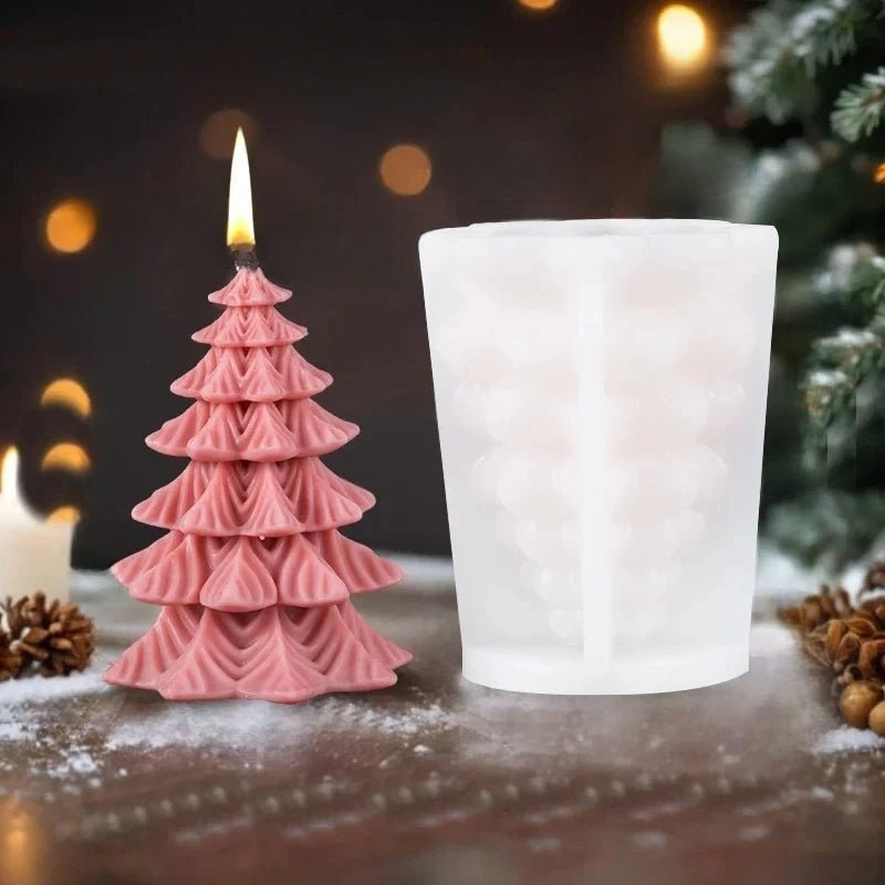 Cylindrical Silicone Mold for Candles – Elegant Christmas Decoration in Christmas Tree Shape