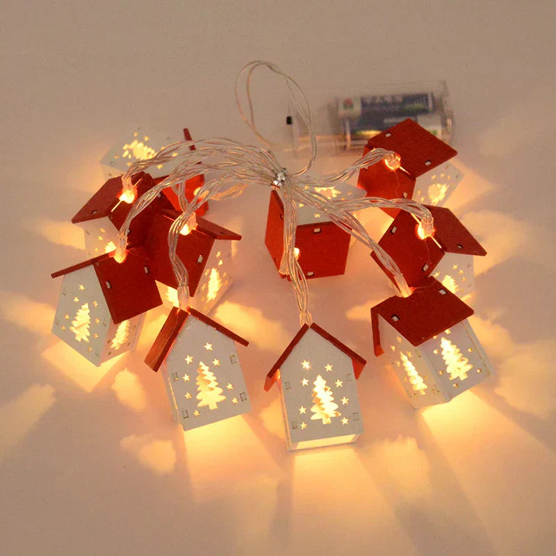 Glowing Wooden Christmas Tree Decoration – LED String Lights for Festive Lighting