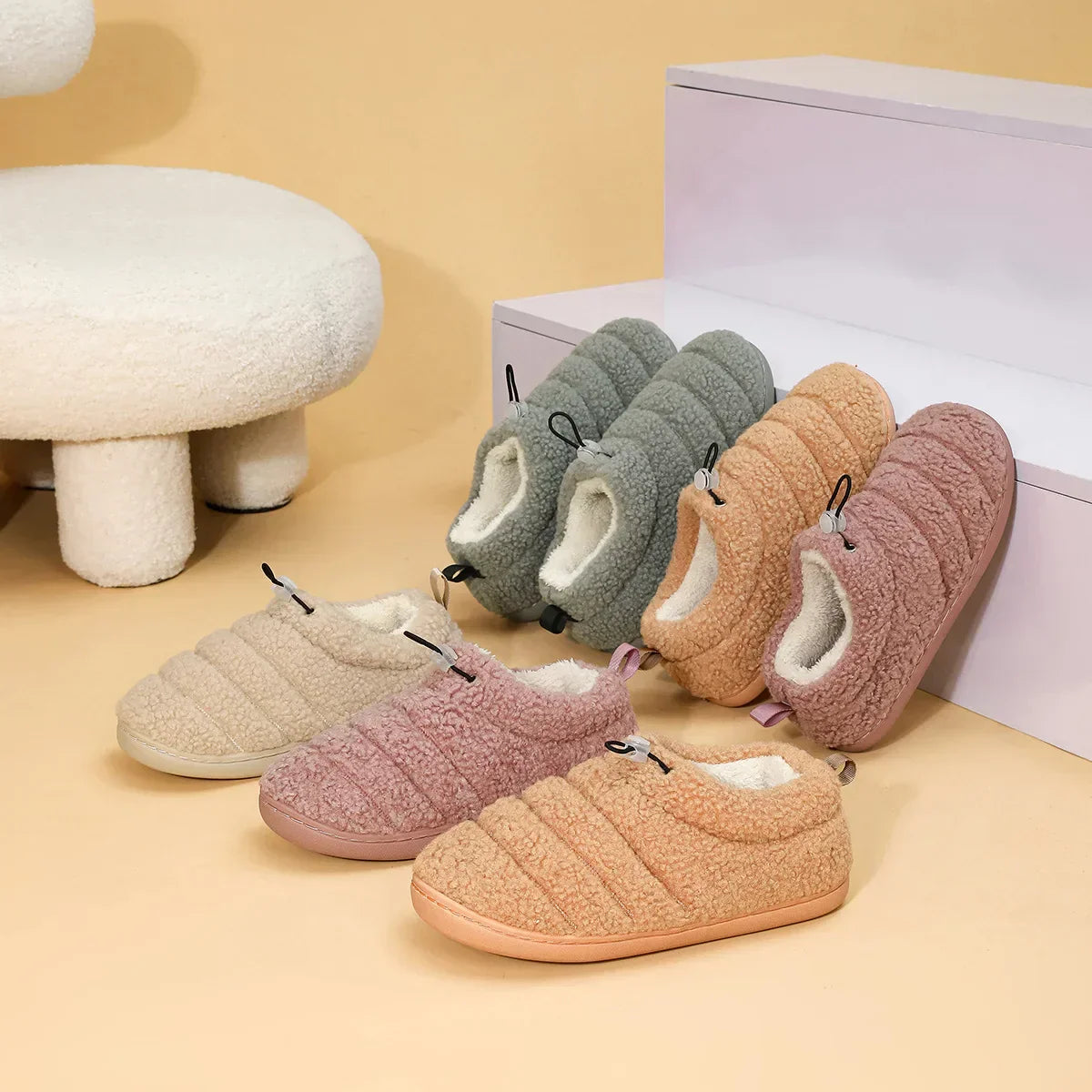 Soft Non-Slip Slippers for Men and Women – Fluffy, Warm Slippers with Non-Slip Sole for Comfort in Autumn and Winter