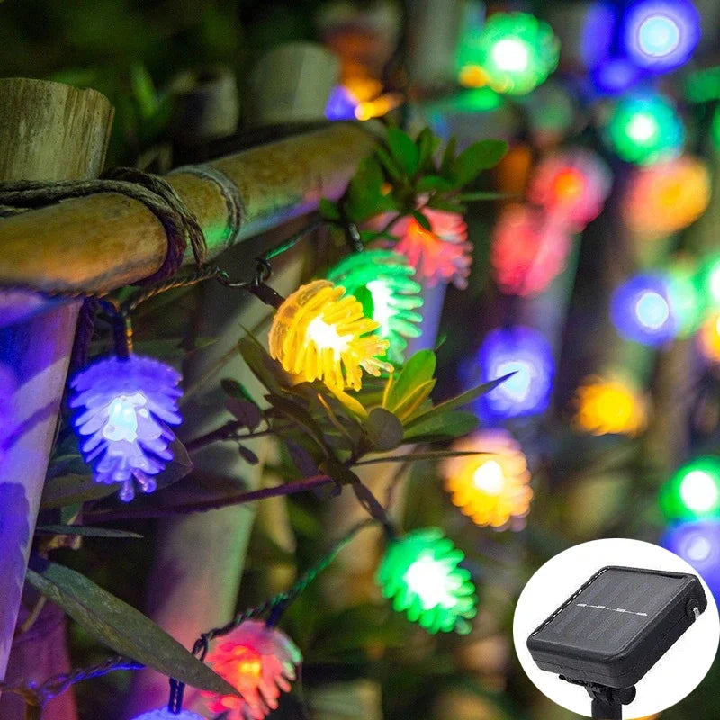 Solar-Powered LED Pine Cone String Lights – Christmas Lighting for Outdoor and Indoor