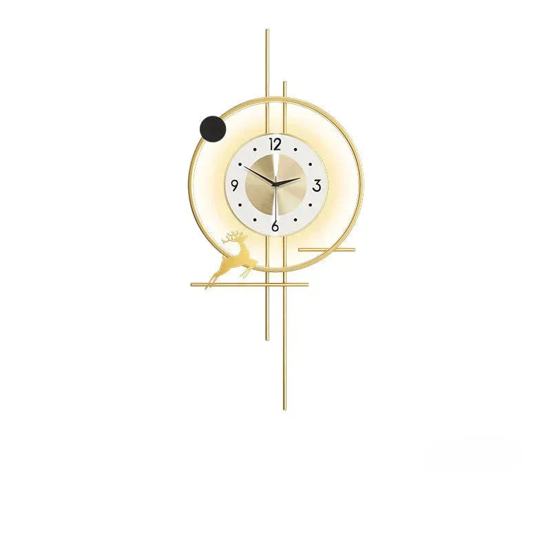 Modern Creative Wall Clock – Designer Clock with Golden Accents for Living Room