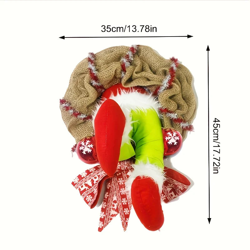 Funny Christmas Wreath with Elf Legs – Festive Door and Wall Decoration for Christmas, Elf Wreath with Fabric Legs for Humorous Holiday Spirit