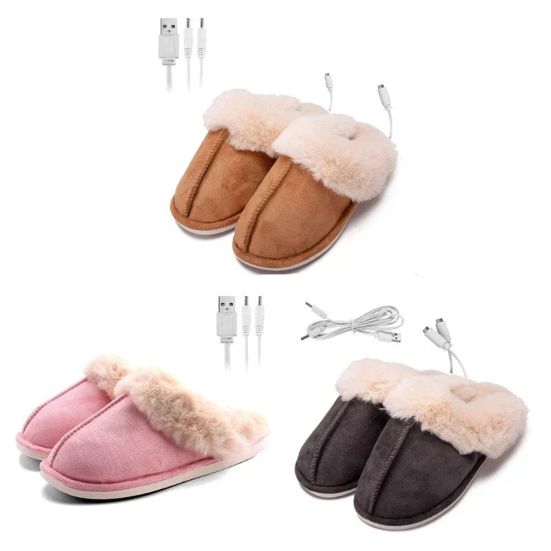 Heated USB Slippers for Cold Winter Days – Cozy House Shoes for Men and Women, Comfortable and Non-Slip, Ideal for Home and Office